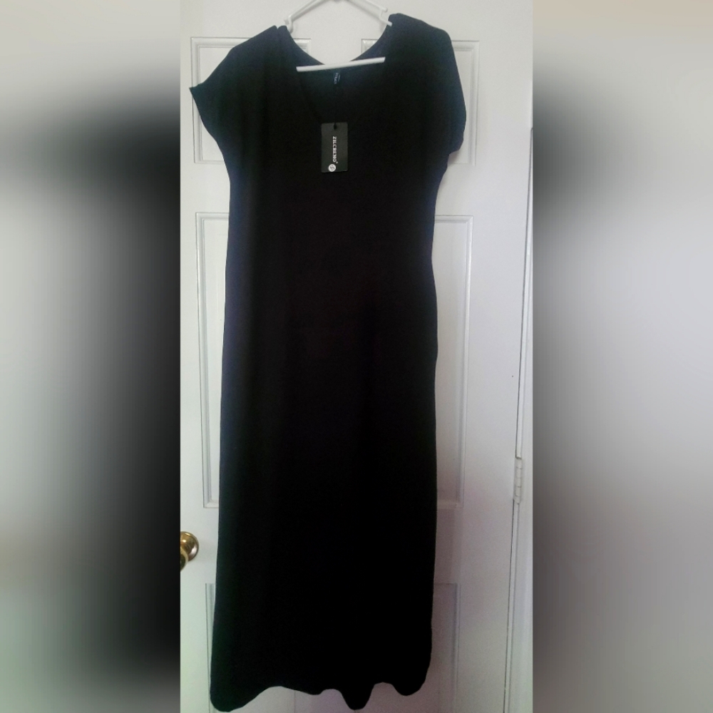 Black casual midi dress